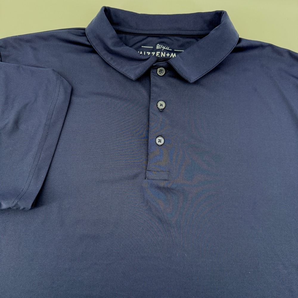 Mizzen + Main Phil Mickelson Golf Polo Shirt Mens XL Navy Blue Performance Short